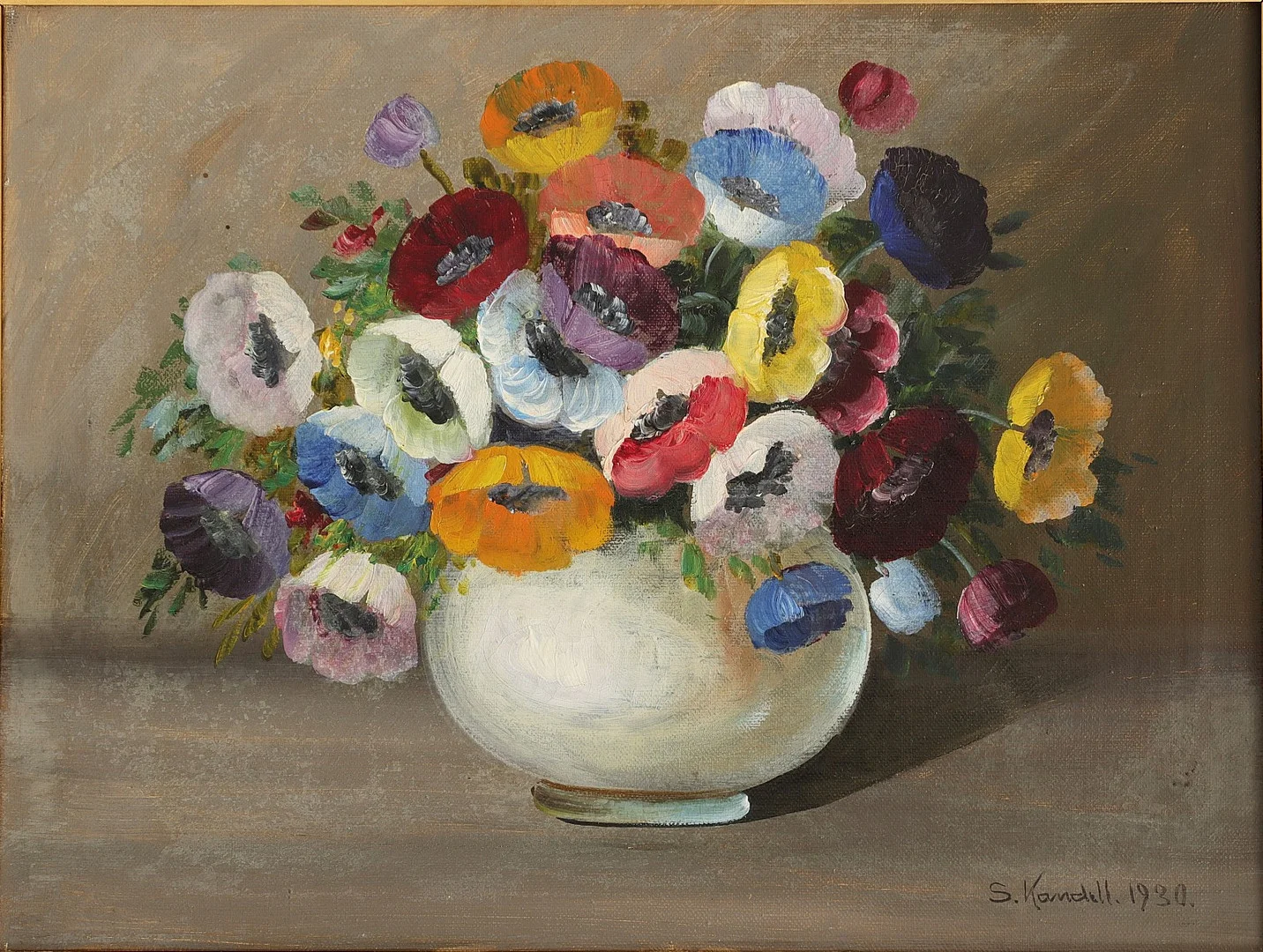 STURE KANDELL. 1886-1941. Olja på duk, blomsterstilleben, signerad och daterad 1930. — Paintings — Auktionsverket Engelholm