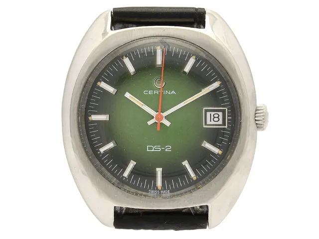 CERTINA, DS-2 (Swiss Made), Cal 25-661 M, Serie nr. 346825, Boett nr. 852.1x00.41, herrur, 38 mm, stål, manuell, plexiglas, datum, skadad urtavla, läderband, ca 1970.