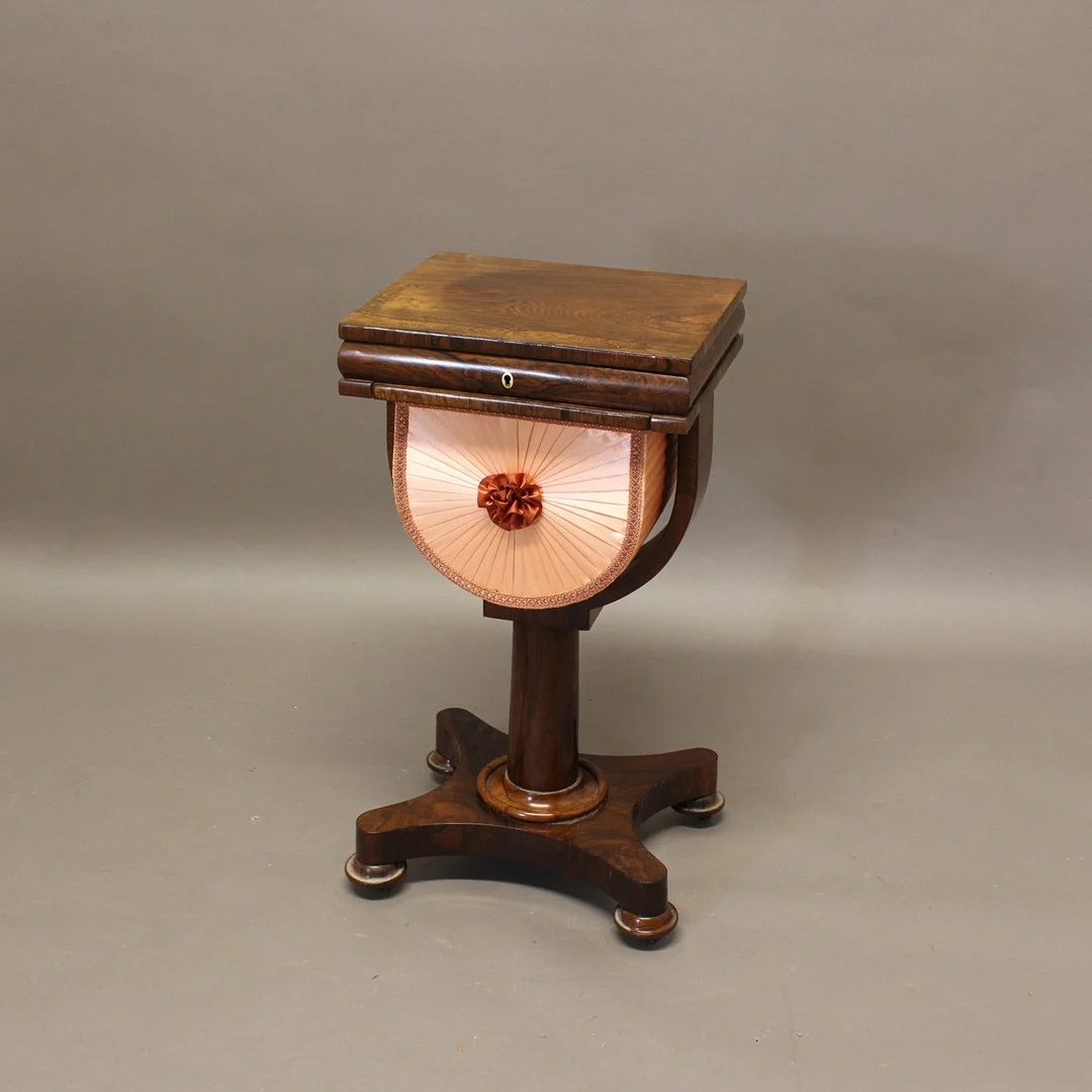 A 19TH CENTURY ROSEWOOD WORK TABLE. — Tables — Lawrences Auctioneers