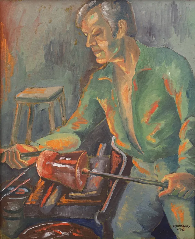 RUNE STRAND. Glasblåsare, olja på duk, signerad och daterad -76.