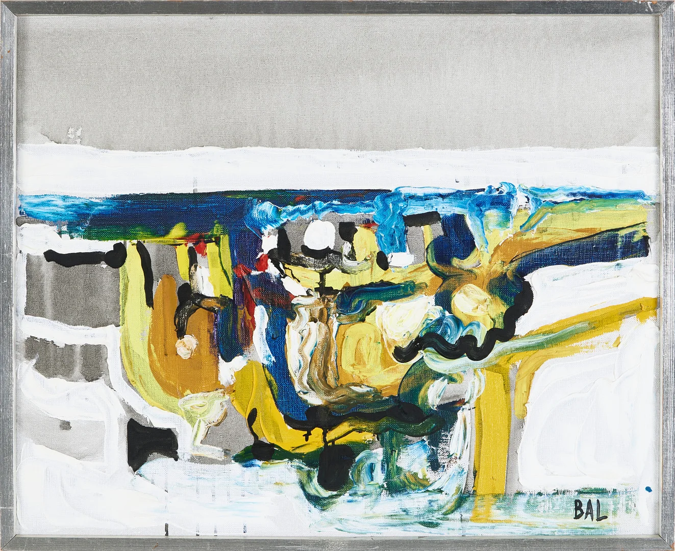 BENGT ARNE LINDEROS. Komposition, olja på duk, signerad BAL. — Paintings — Stockholms Auktionsverk Magasin 5