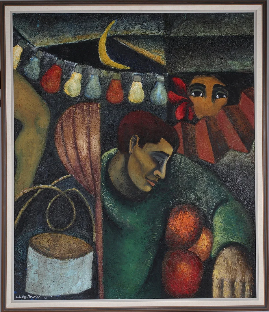 SOLVEIG NORRMAN. Figurer, olja på duk, signerad samt daterad -66. — Paintings — Stadsauktion Sundsvall