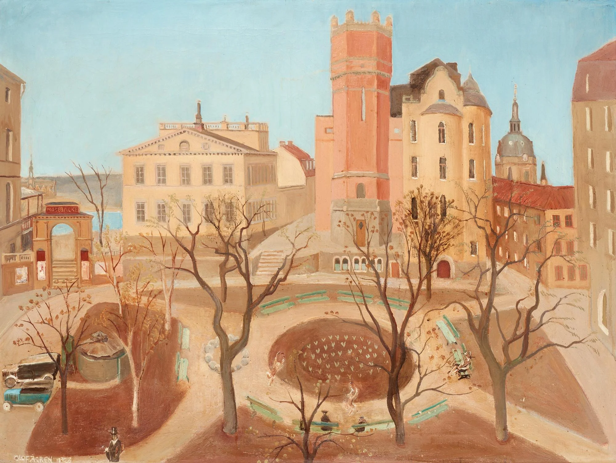 Olof Ågren, Utsikt över Mosebacke Torg, Stockholm. — Bukowskis