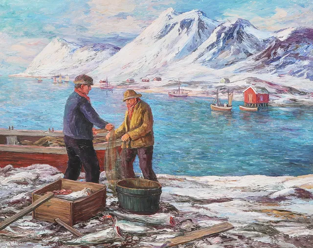 HARRY THOMSE. Fiskare, signerad och daterad 1960.