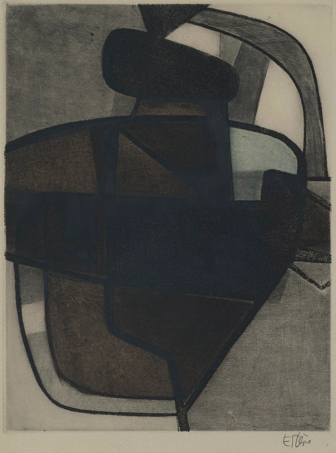 Esteve, Maurice — Komposisjon, ca 1960 — Kunst/Grafikk — Blomqvist