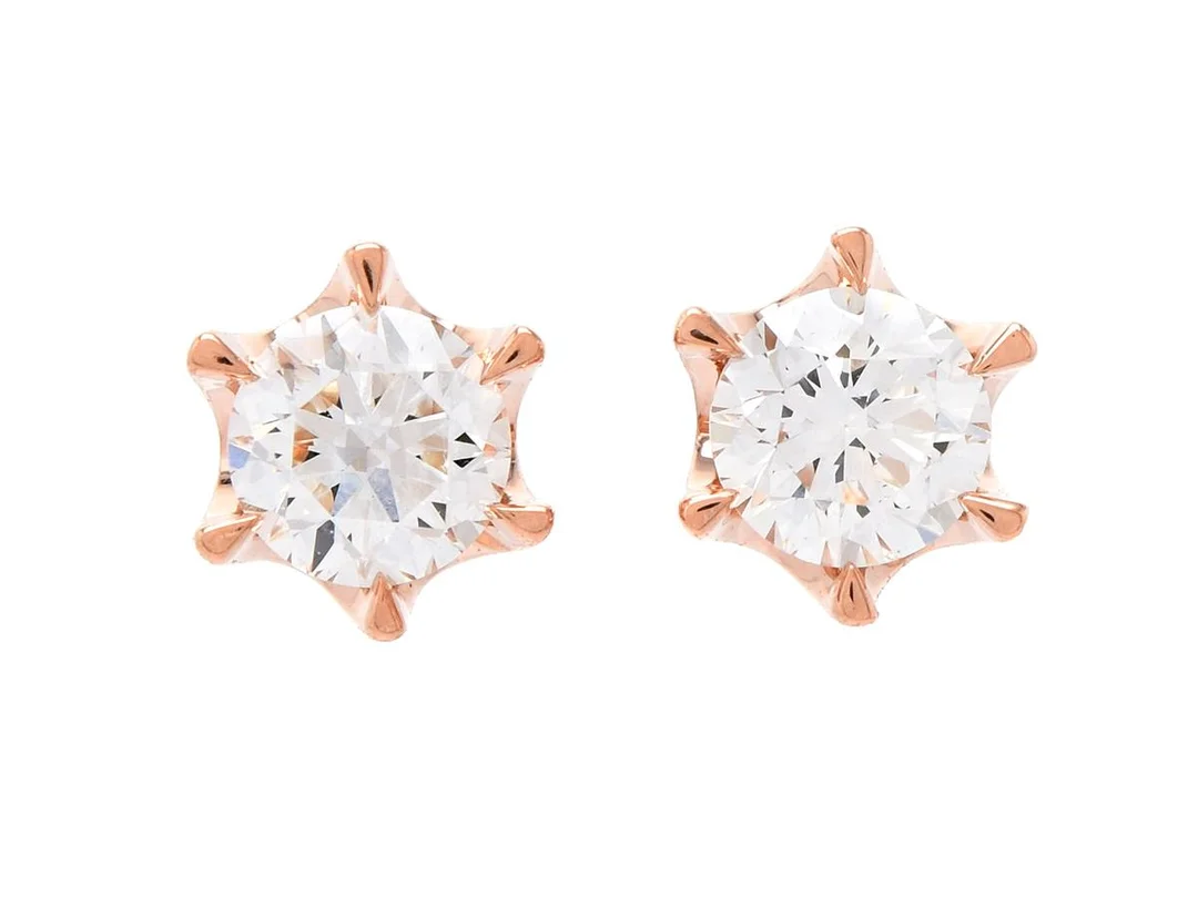 ENSTENSÖRHÄNGEN, 18K roséguld, briljantslipade diamanter ca 0,36 ctv, ca W/VS, stift, vikt 1,3 g. — Smycken/Enstensörhängen — Kaplans