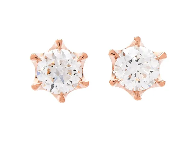 ENSTENSÖRHÄNGEN, 18K roséguld, briljantslipade diamanter ca 0,36 ctv, ca W/VS, stift, vikt 1,3 g.