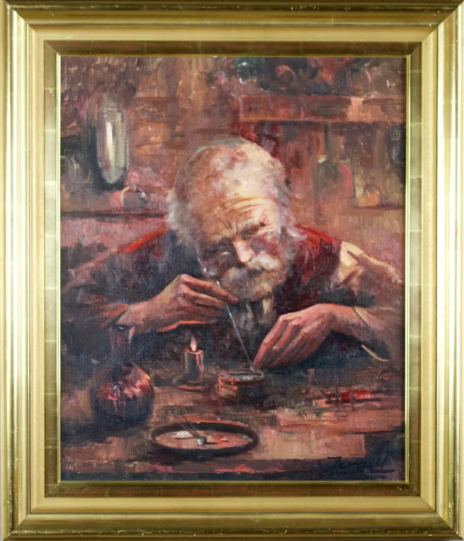 TORALF JERGILL. Olja på duk, arbetande man, signerad. — Paintings — Höganäs Auktionsverk
