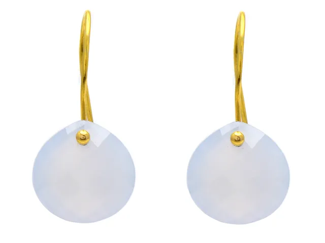 ÖRHÄNGEN, 14K guld, kalcedon, krokar, höjd 2,4 cm, vikt 2,4 g.