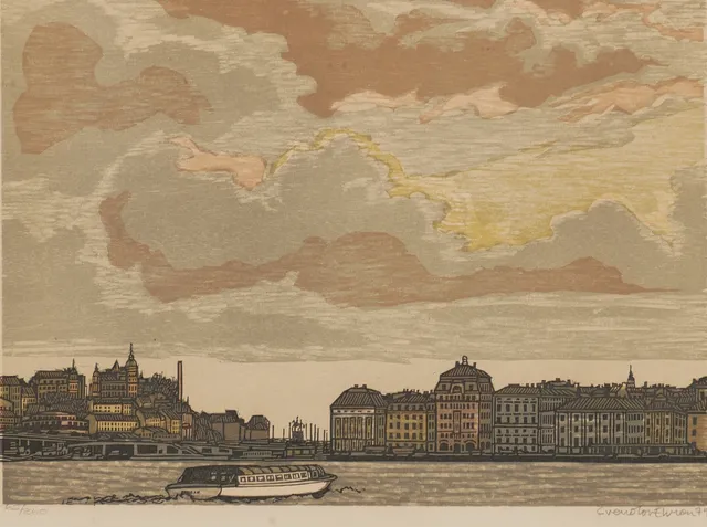 SVEN OLOF EHRÉN. Stockholmsmotiv, litografi, signerad.
