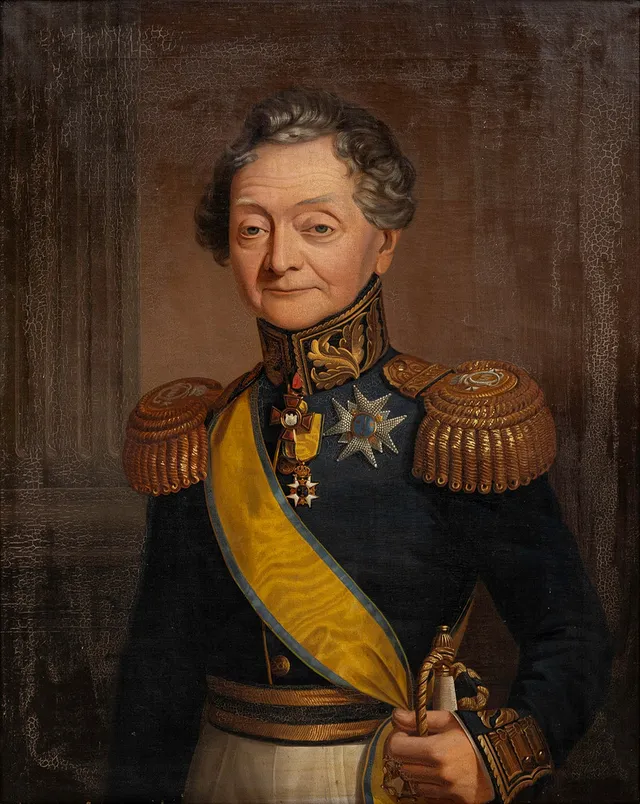 OKÄND KONSTNÄR. Porträtt föreställande Generallöjtnant Carl Ulrik Ridderstolpe, olja på duk, osignerad, 1800-tal.