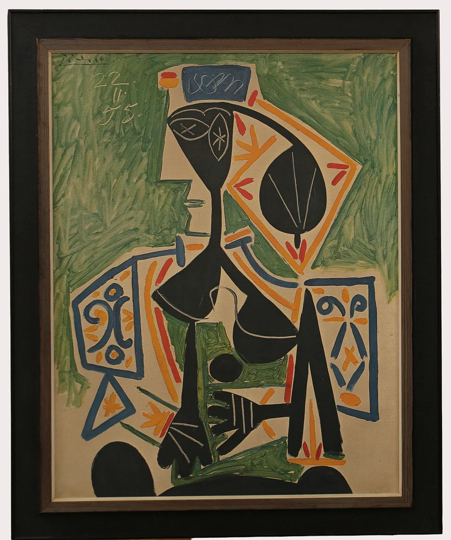 PABLO PICASSO. Efter. Oljetryck, "Turkisk kvinna", 1955. Numrerad 672.Certifikat medföljer. — Other — Limhamns Auktionsbyrå