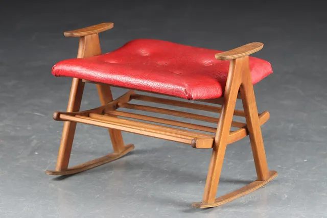 Taburet af teak og bøg, 1950'erne