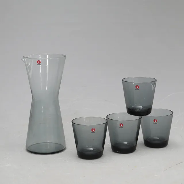 KAJ FRANCK. Karaff samt 4 Glas, "Kartio", formgiven 1958, Iittala, Finland.