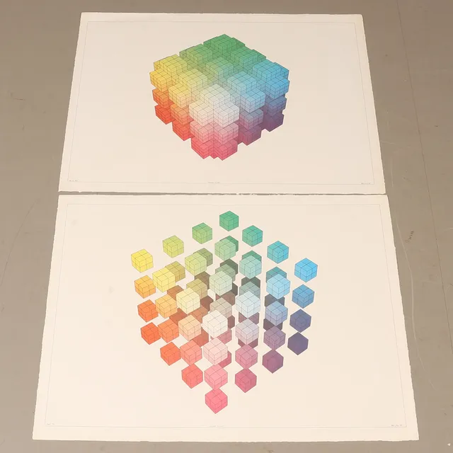 HOLGER BÄCKSTRÖM & BO LJUNGBERG. (Beck & Jung), computer ink plot, 2 stycken, 1981.