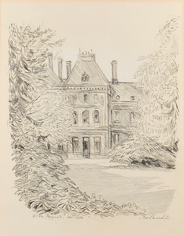 ROLAND SVENSSON. Kolteckning, signerad, daterad 1978, "Villa Papyrus".