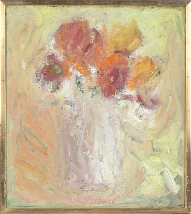 GUNNEY WAHLQVIST. Blomster, olja på duk, signerad.