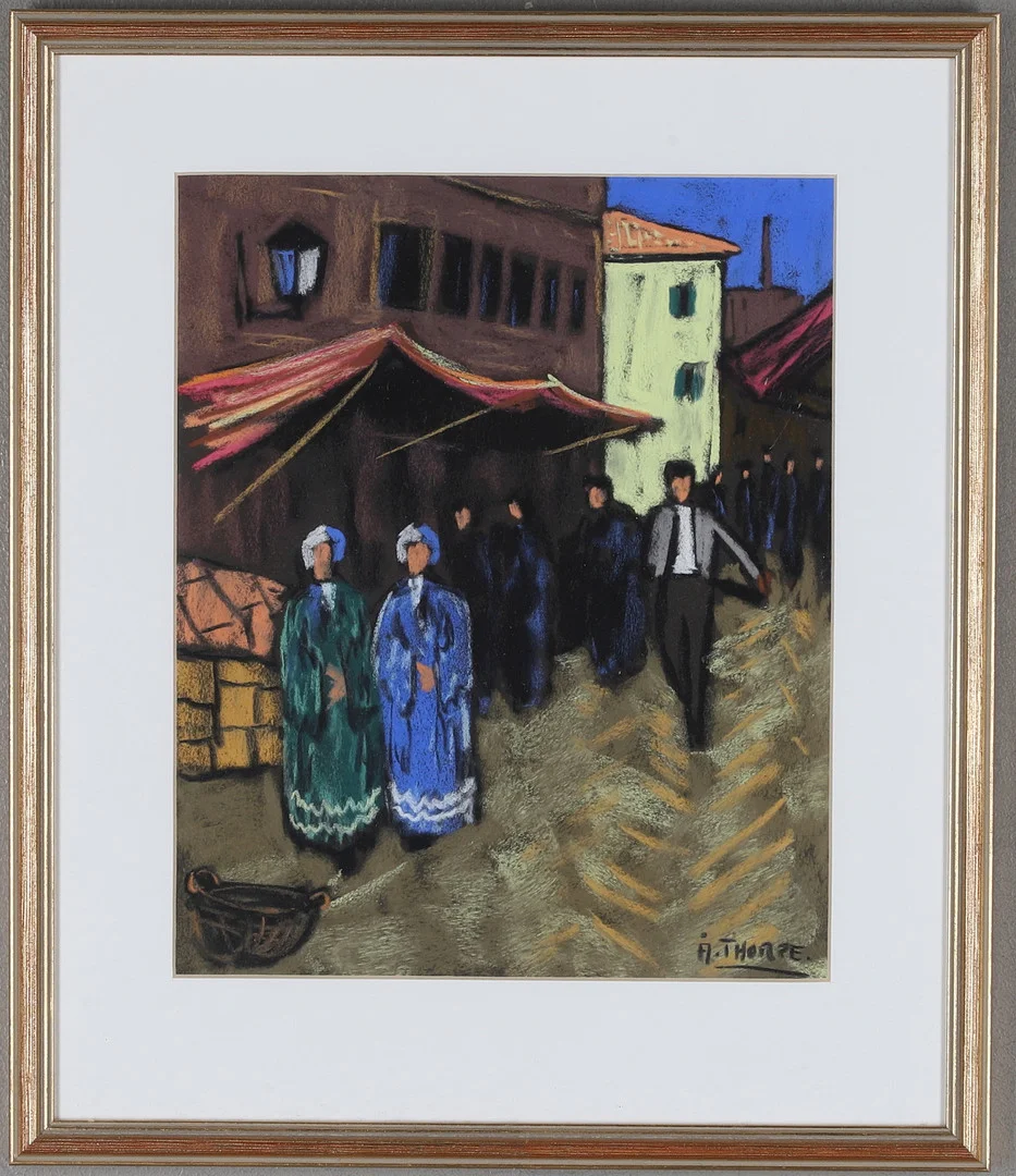 ÅKE THORPE. Pastell, gatuscen, Venedig, signerad. — Paintings — Gomér & Andersson Norrköping