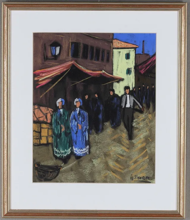 ÅKE THORPE. Pastell, gatuscen, Venedig, signerad.
