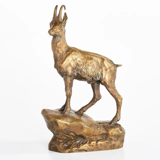 ALFRED DUBUCAND (Frankrike, 1828-1894). Gamsbock, signerad DUBUCAND, brons.