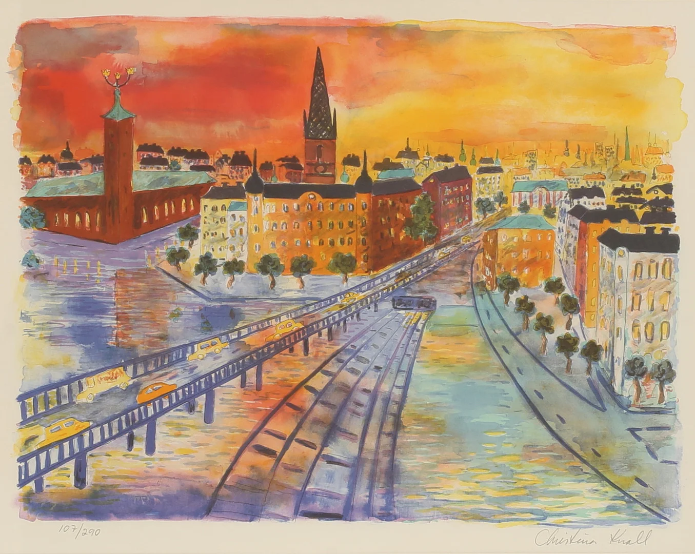 CHRISTINA KNALL. Färglitografi, signerad och numrerad. — Engravings & Prints — RA Auktionsverket Norrköping