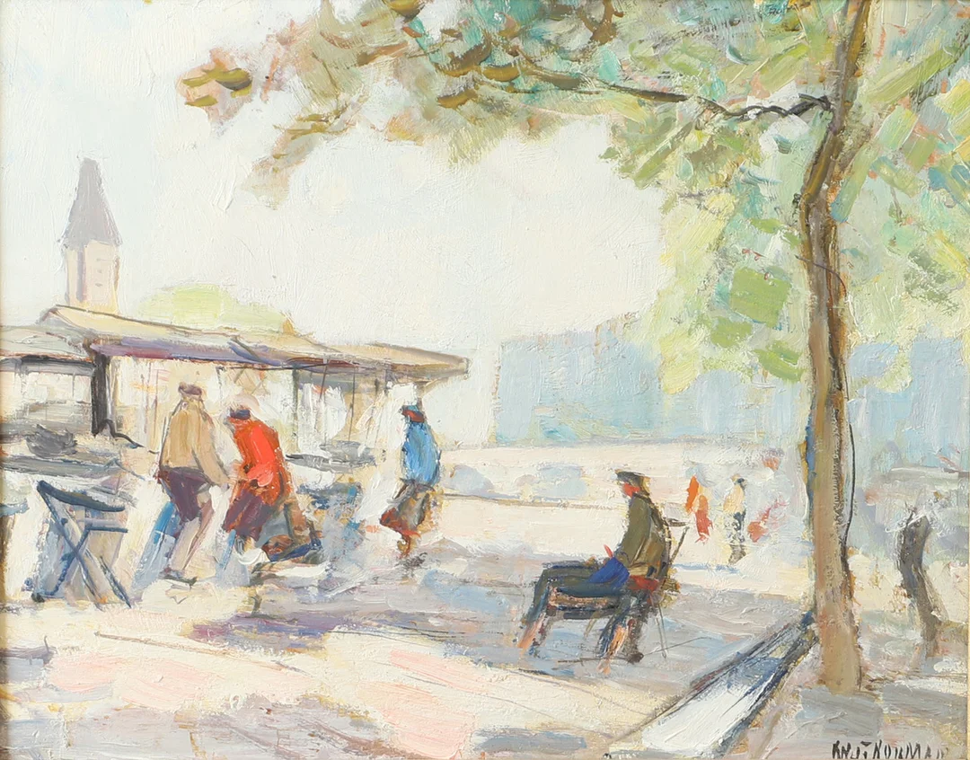 KNUT NORMAN. Motiv från Paris, olja på pannå, signerad. — Paintings — Helsingborgs Auktionskammare