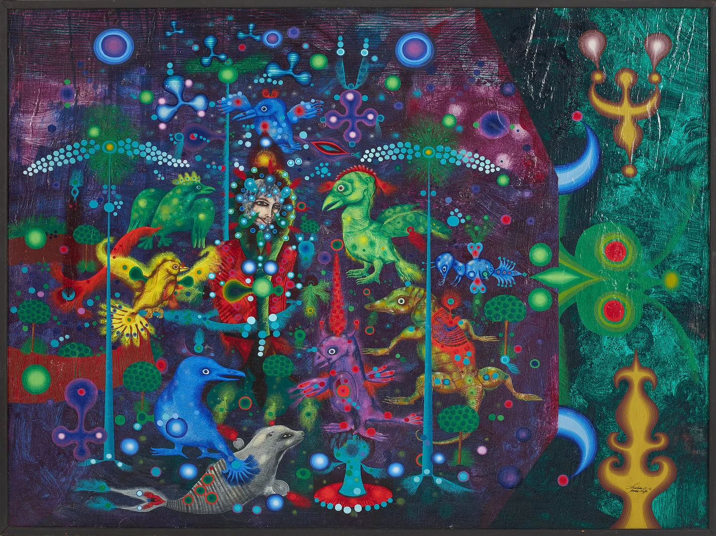 GERALD STEFFE. Figurkomposition, blandteknik på duk, signerad och daterad 1965-66. — Paintings — Stockholms Auktionsverk Sickla