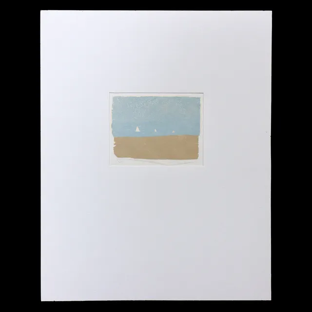 STURE LUNDGREN. "TRE VITA SEGEL" TRÄSNITT 17/25, SIGNERAD.