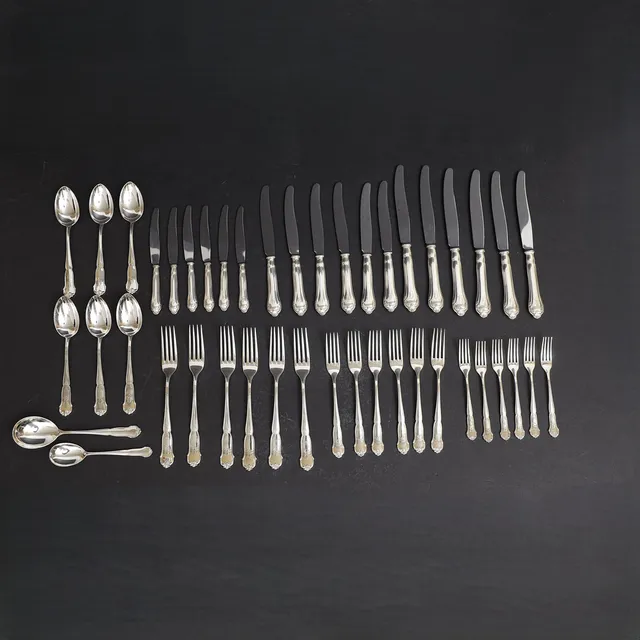 BESTICKUPPSÄTTNING, nysilver, rokoko-stil , CGH.
