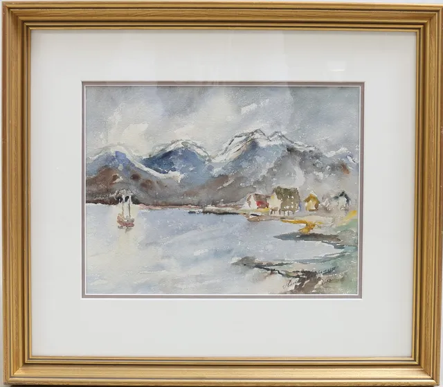 HANS ABRAHAMSSON. Fjällandskap, akvarell, signerad och daterad 1963.
