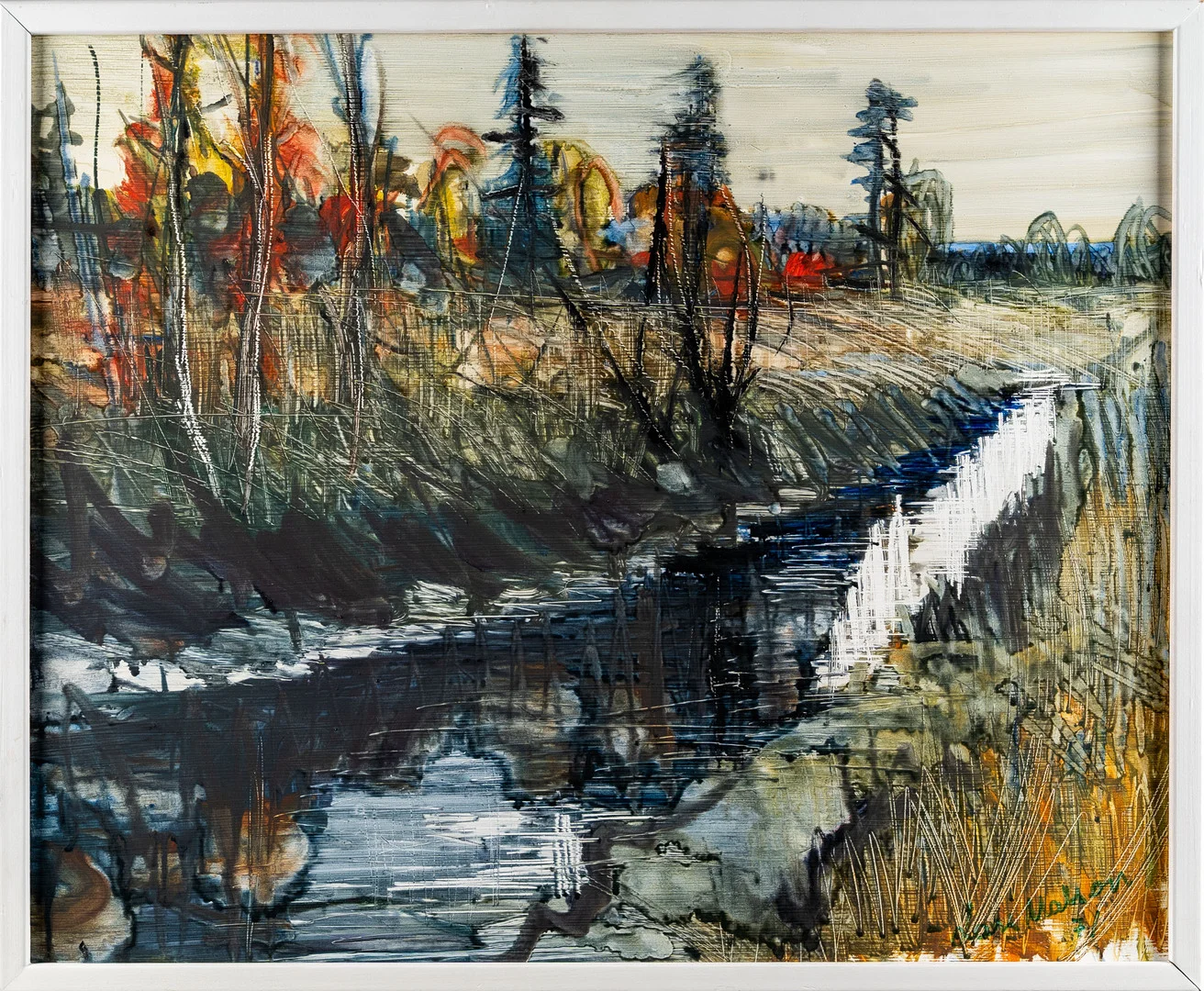 LARS MATSON. Olja på pannå, "Höst 1971", Signerad Lars Matson 1971. — Paintings — Norrlands Auktionsverk