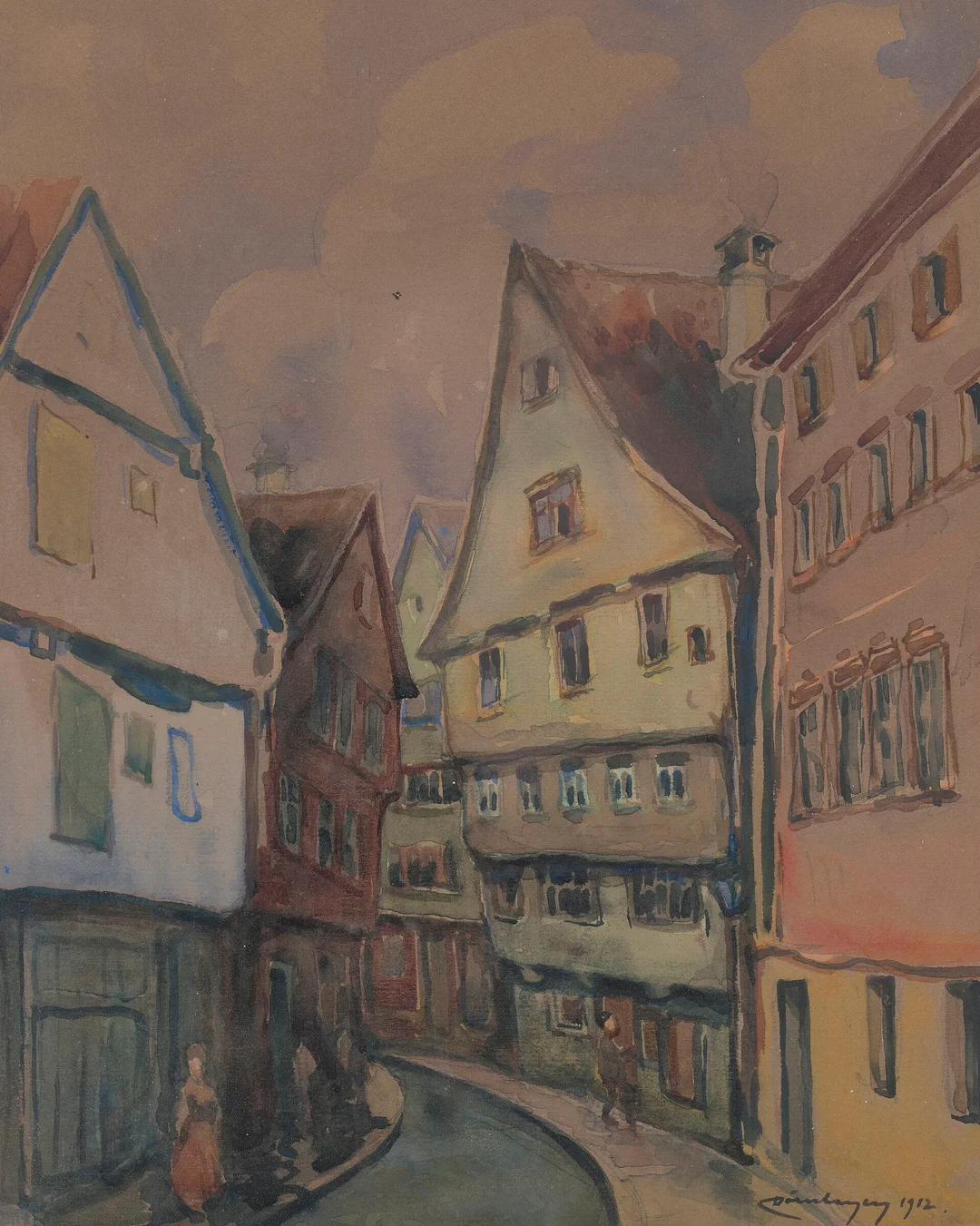 Dørnberger, Karl — Gateparti, 1912 — Kunst/Øvrig billedkunst — Blomqvist
