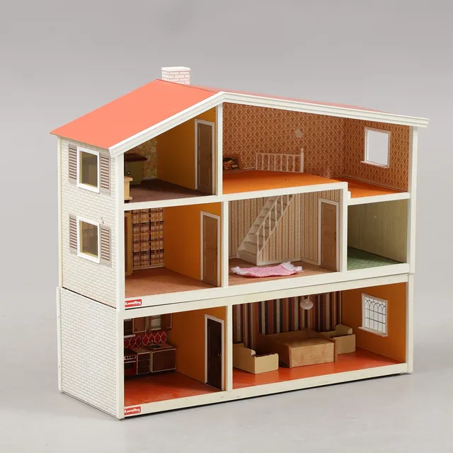 DOCKSKÅP MED MÖBLER, Lundby, 1970-tal.
