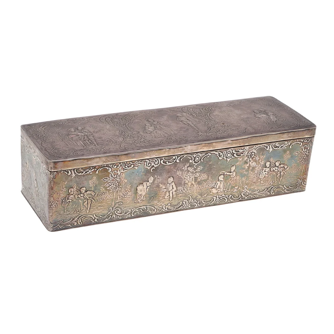 A DUTCH SILVER RECTANGULAR BOX. — Silver — Lawrences Auctioneers