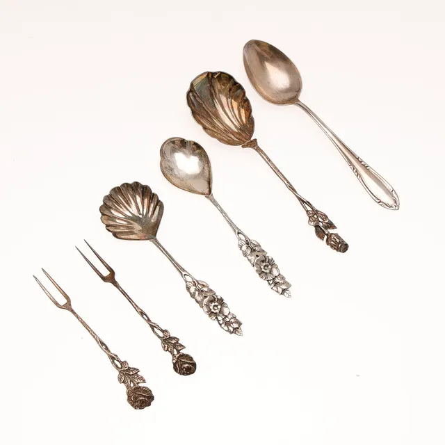 BESTICK, 6 delar, bland annat "Rosen", 830, GEWE, 1900-tal.