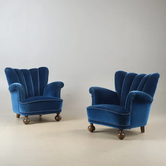 FÅTÖLJER, 1 par, plyschklädsel, Swedish modern, 1930/40-tal.