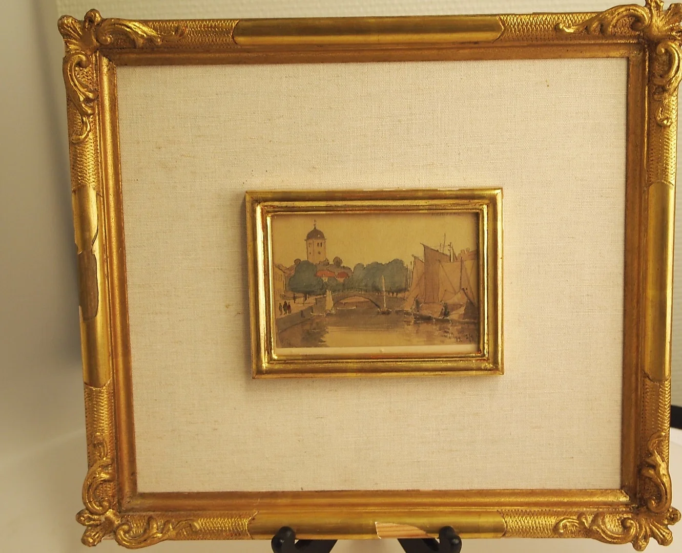 ALBERT THEODOR GELLERSTEDT. UDDEVALLA, AKVARELL, SIGNERAD MED INITIALER. — Paintings — Lysekils Auktionsbyrå