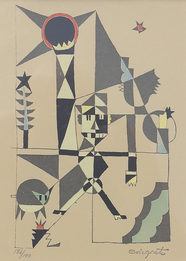 ERIC GRATE. Komposition. Färglitografi, signerad och numrerad 176/199. — Engravings & Prints — Växjö Auktionskammare