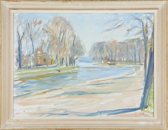 ARNE CASSEL. Flod mot bergsfond, olja på duk, signera A Cassel.