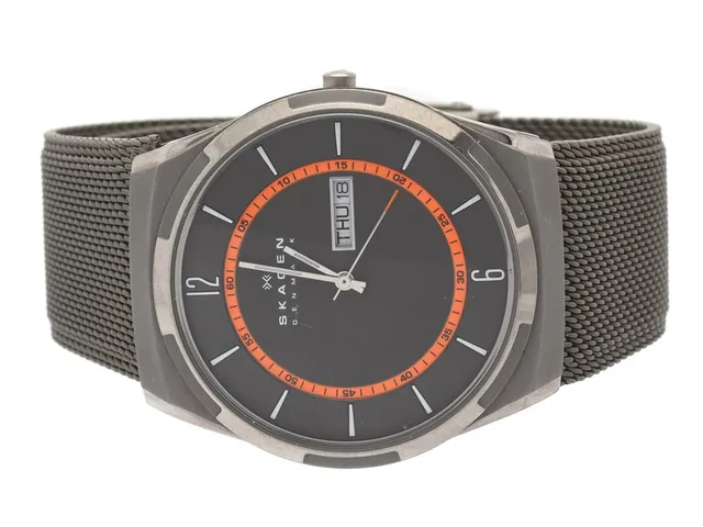 Skagen Denmark, herrur, stål, 40mm, quartz, dag/datum, refnr: SK W6007, snr: 2451310, stållänk