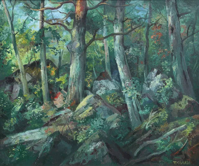 TADEUSZ KAMASA. Olja på pannå, naturmotiv, signerad.