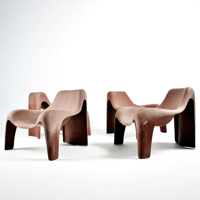 Set Glasfaser Lounge Sessel der 1960/70er Jahre.
