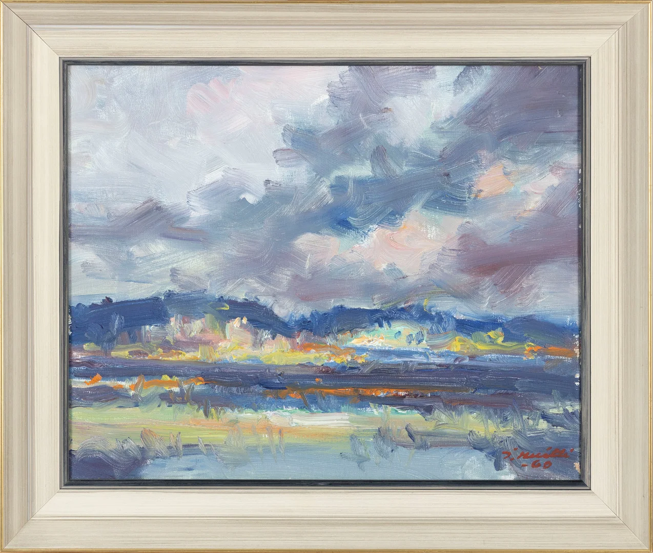 ILMARI HUITTI. "höststorm vid Vaskijärvi", signerad samt daterad -60, olja på duk. — Paintings — Stockholms Auktionsverk Helsinki