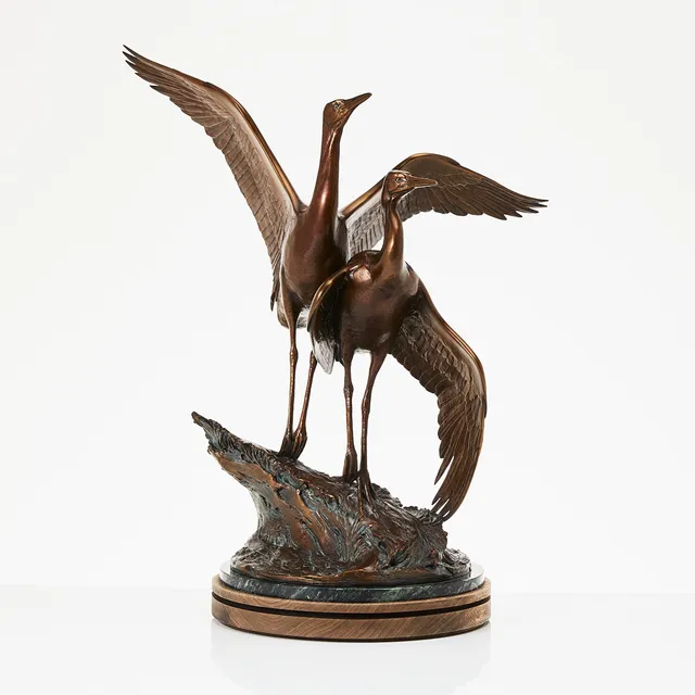 KENT ULLBERG. "Rites of Spring", skulptur, bronspatinerad, föreställande tranor, signerad Ullberg, 6/7.