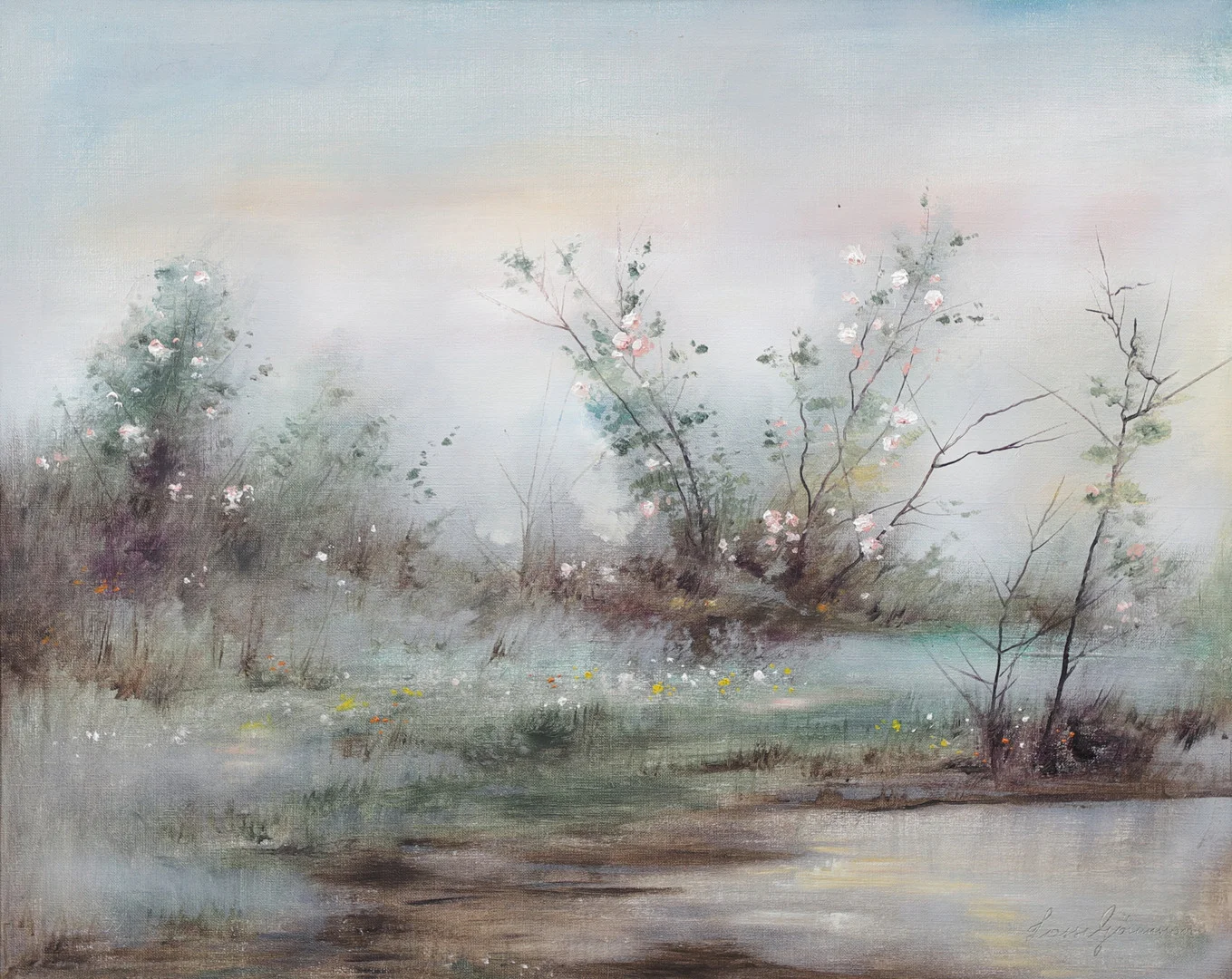 LASSE GÖRANSSON. "Törnbuskar på Järvafältet", olja på duk, signerad. — Paintings — Växjö Auktionskammare