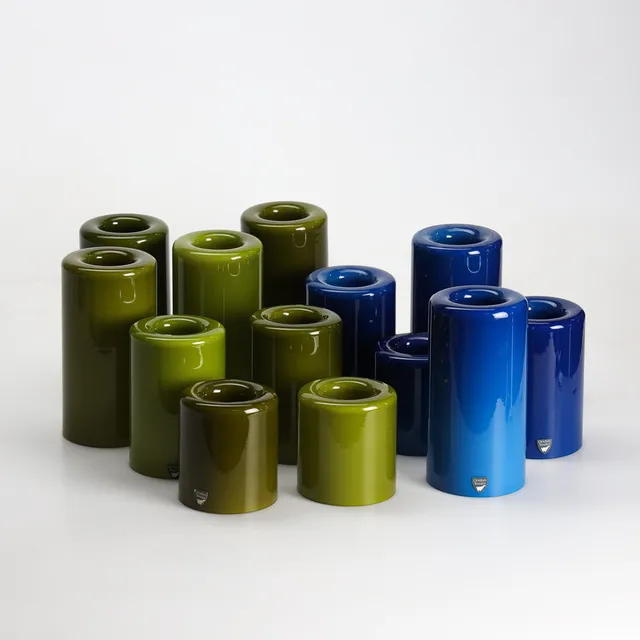 OWE ELVÉN (1936–2018). Ljusstakar, 13 stycken, glas, "Eternell", Orrefors, 1900-talets andra hälft.