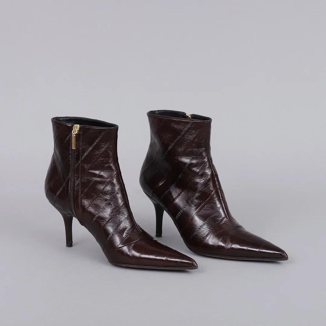 DOLCE & GABBANA, stövletter, Anguilla Moro Eel Skin st. 38. — Vintage & Designer Fashion — Garpenhus Auktioner