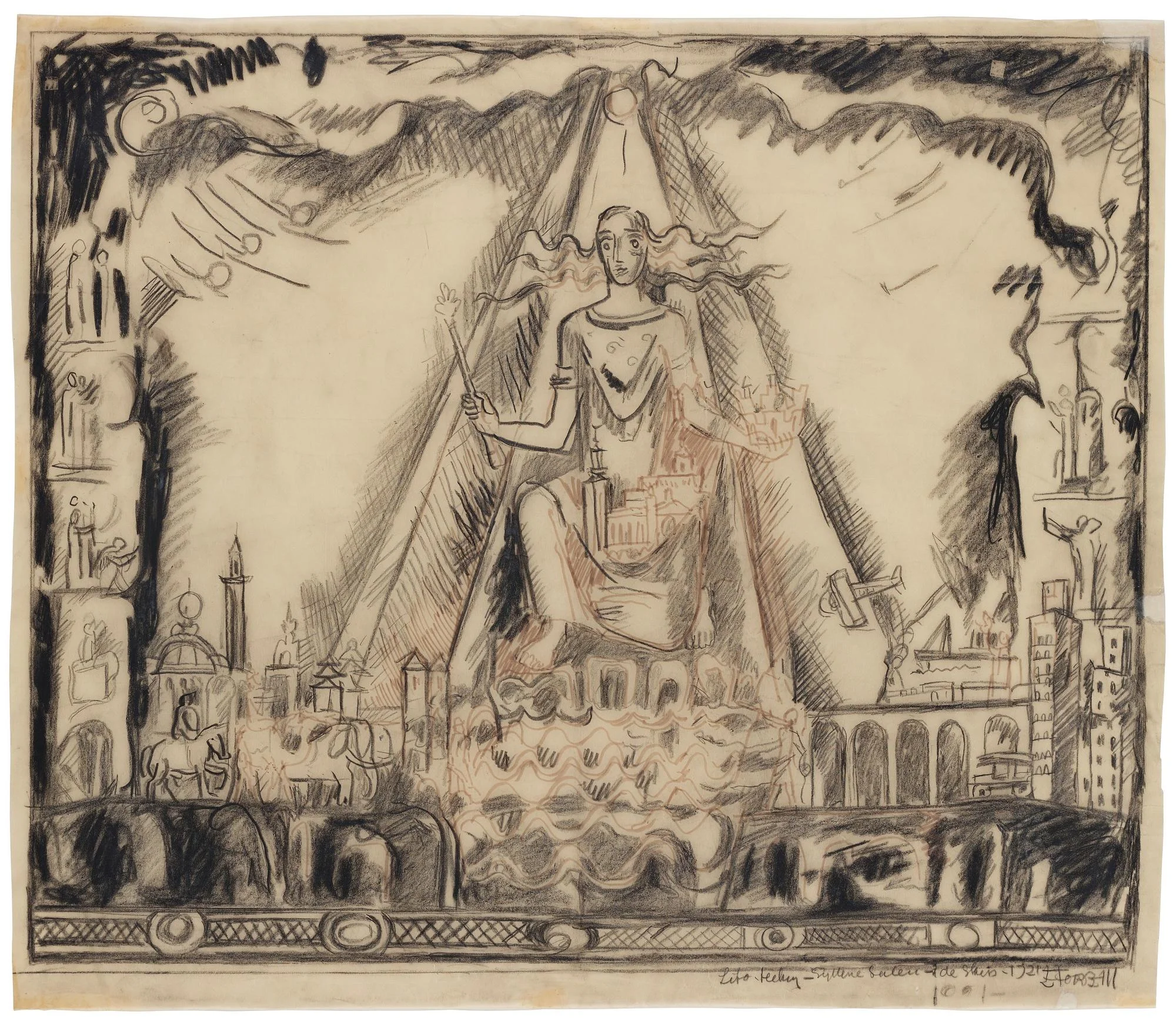 Einar Forseth, Studie till Mälardrottningen, Gyllene salen, Stadshuset. — Bukowskis