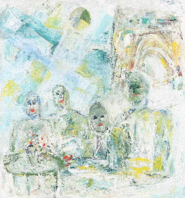 JAN WOLF. Oljemålning på duk. Figurer. Signerad.