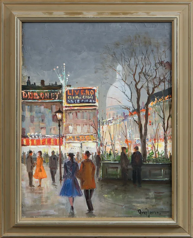 ARUP JENSEN. Vy från Paris. Olja på duk, signerad.